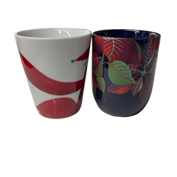 🎄2 Christmas cups!! Starbucks 2012 Christmas Red Fox with Bird & poinsettia mug - Picture 5 of 15